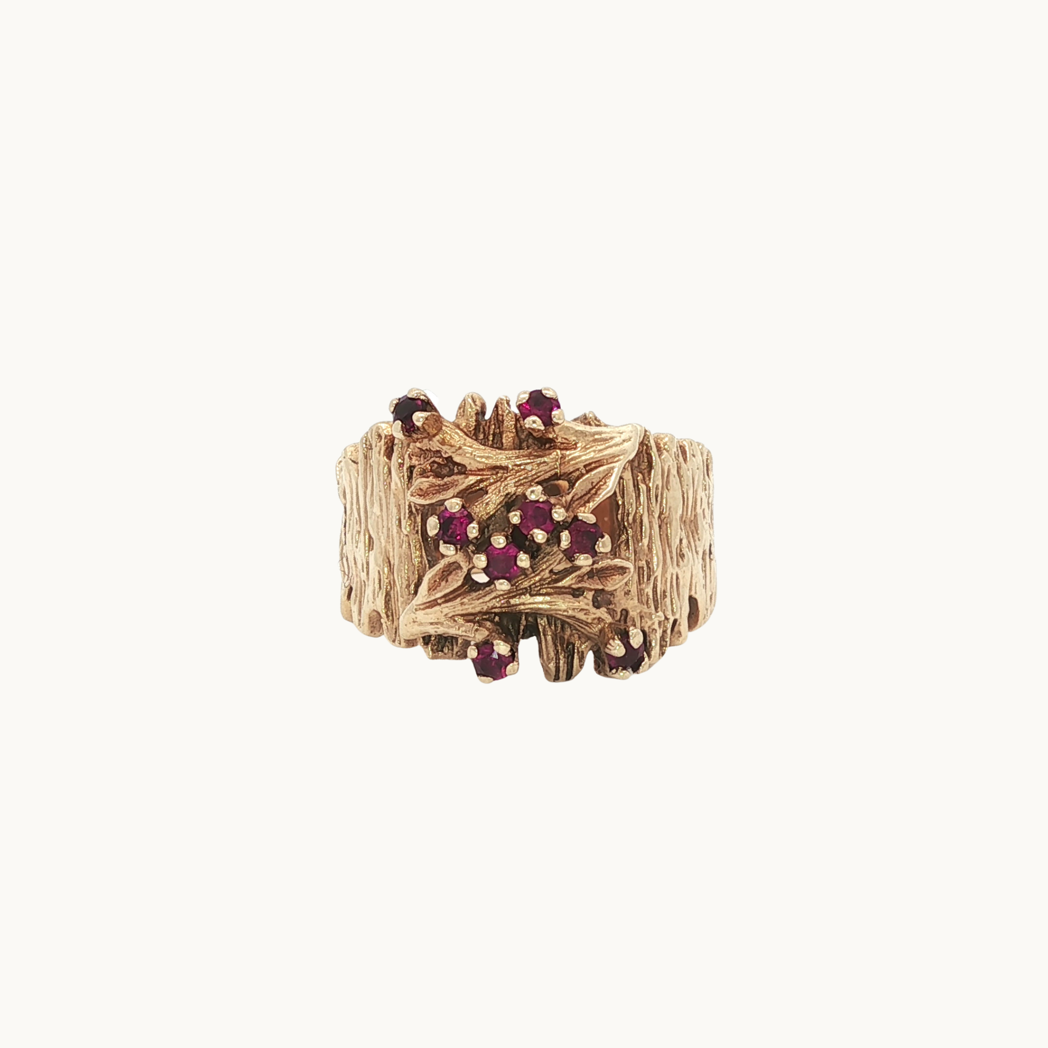 14K Yellow Gold Cocktail Ring with Ruby