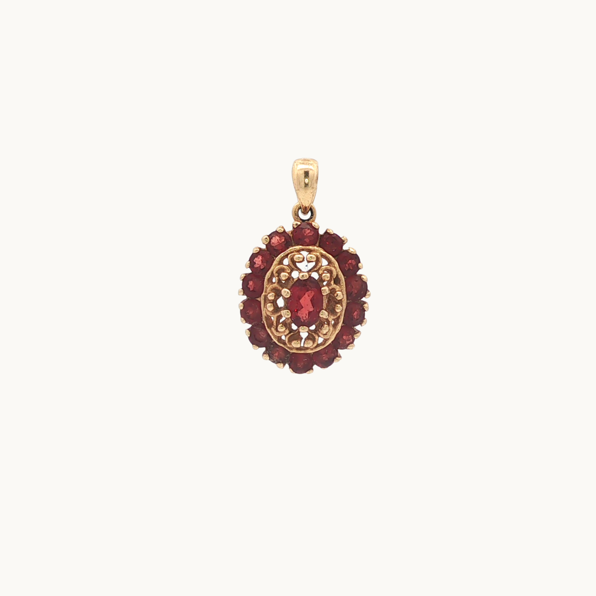 Parure de bijoux en Or Jaune 14K avec Grenats