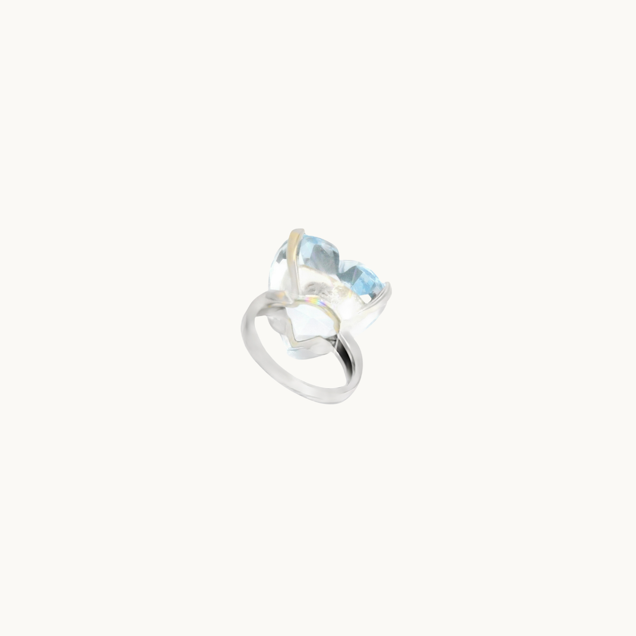 10K White Gold Solitaire Ring with Synthetic Spinel