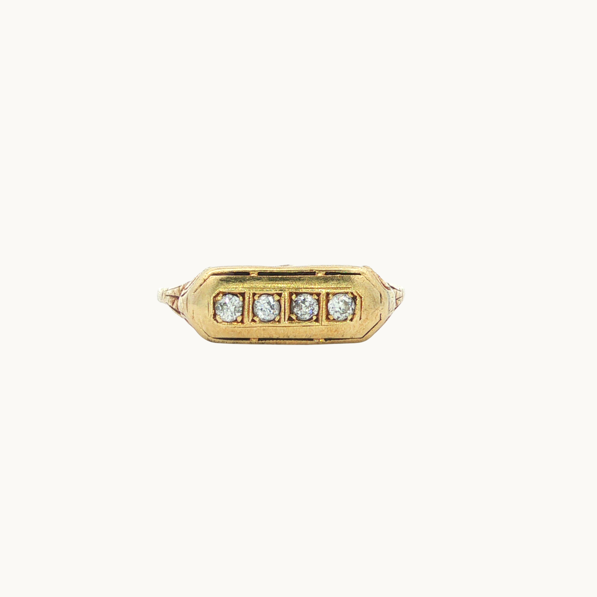 Bague Chevalière Mince en Or jaune 14K avec Diamants