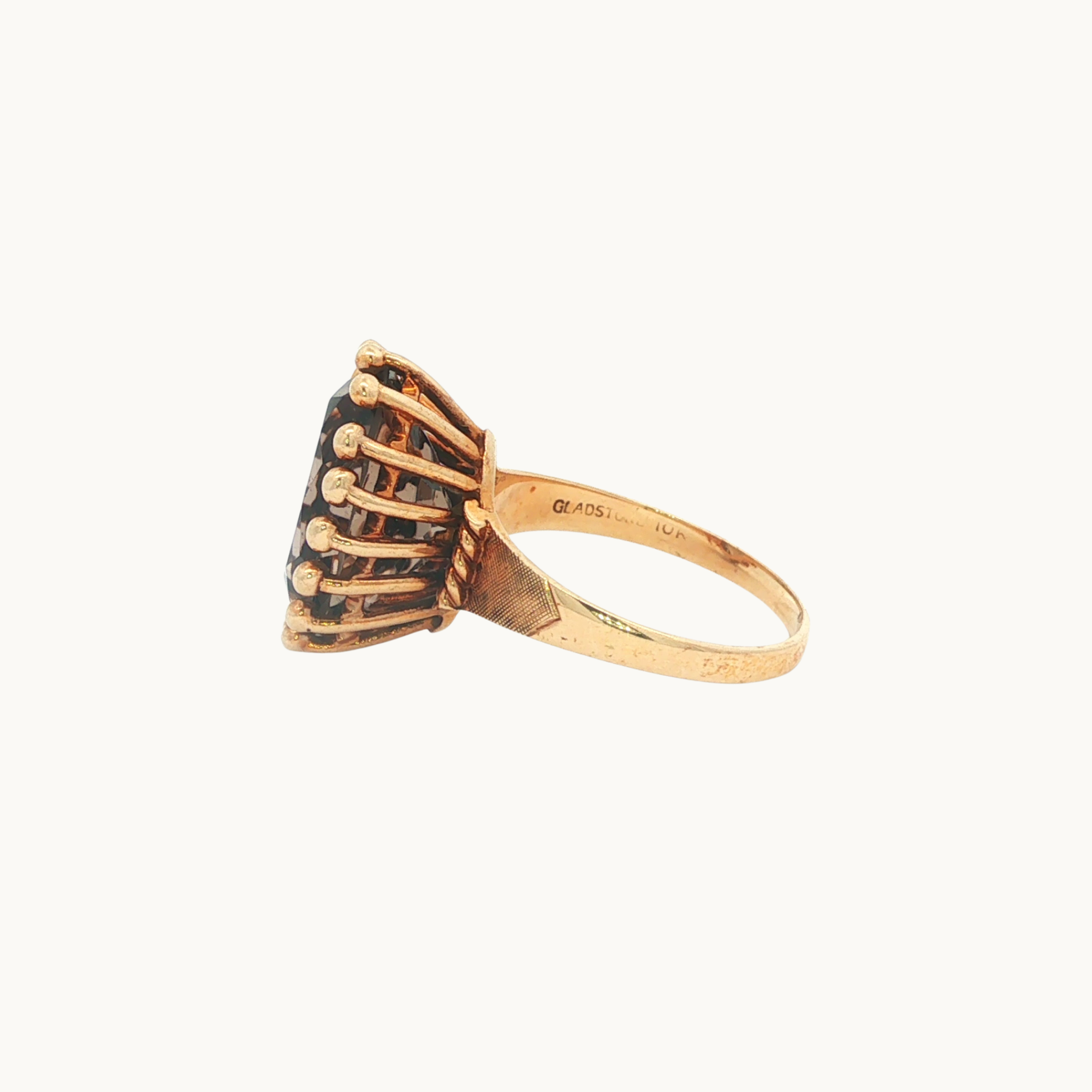 Bague Cocktail en Or jaune 10K avec Quartz Fumé