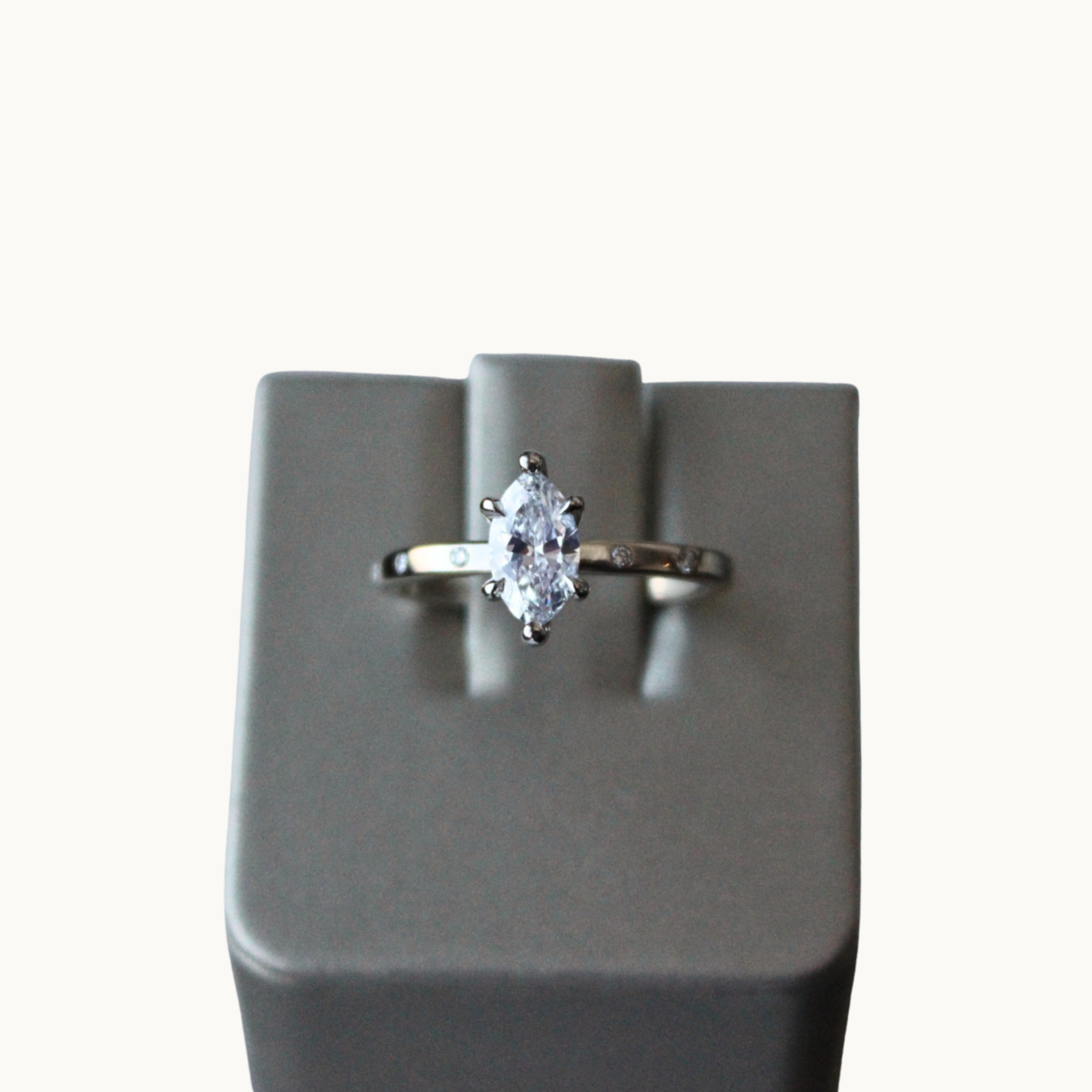 14K white gold solitaire with 0.70 carat marquise diamond