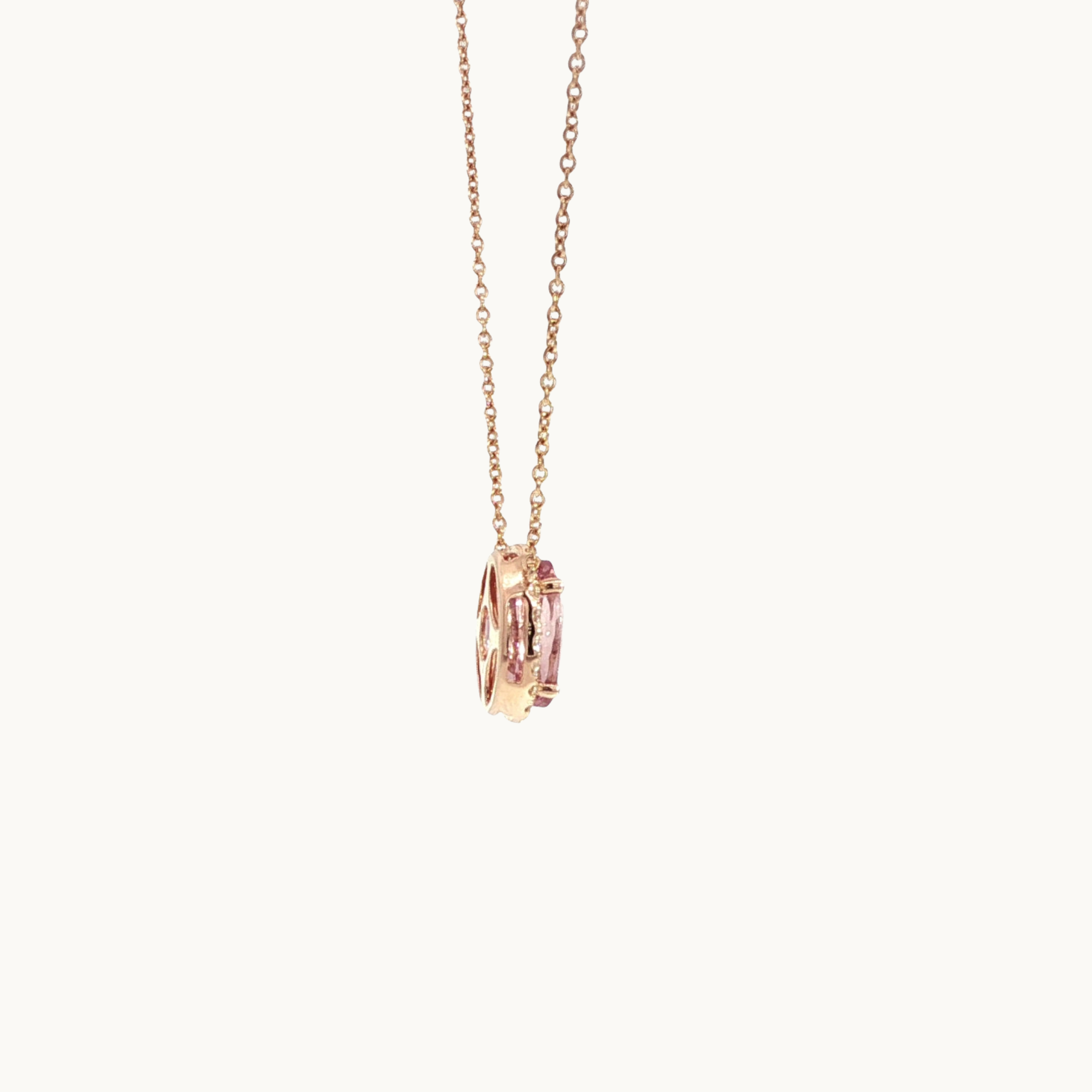 14K Rose Gold Necklace with Tourmaline and Diamonds