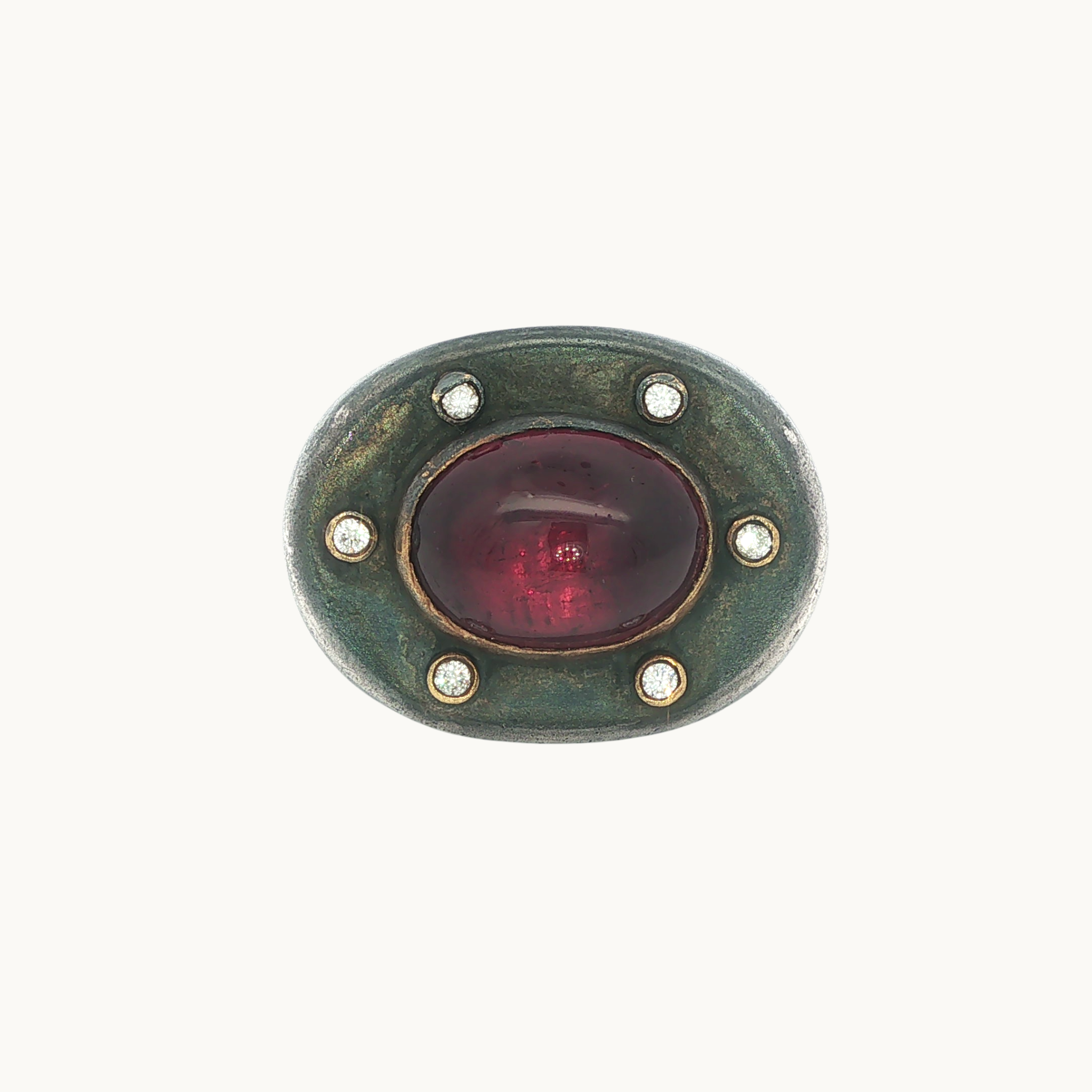 Bague Chevalière en Argent 925, plaqué Or 24K avec Tourmaline