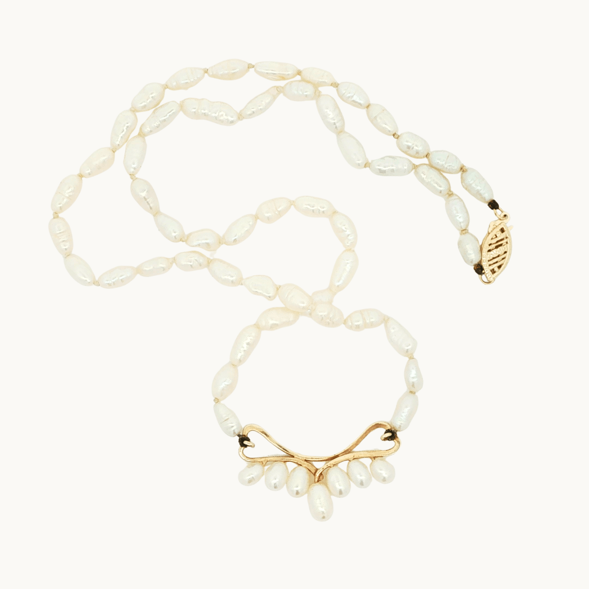 Collier en Or jaune 14K avec Perles d'eau douce