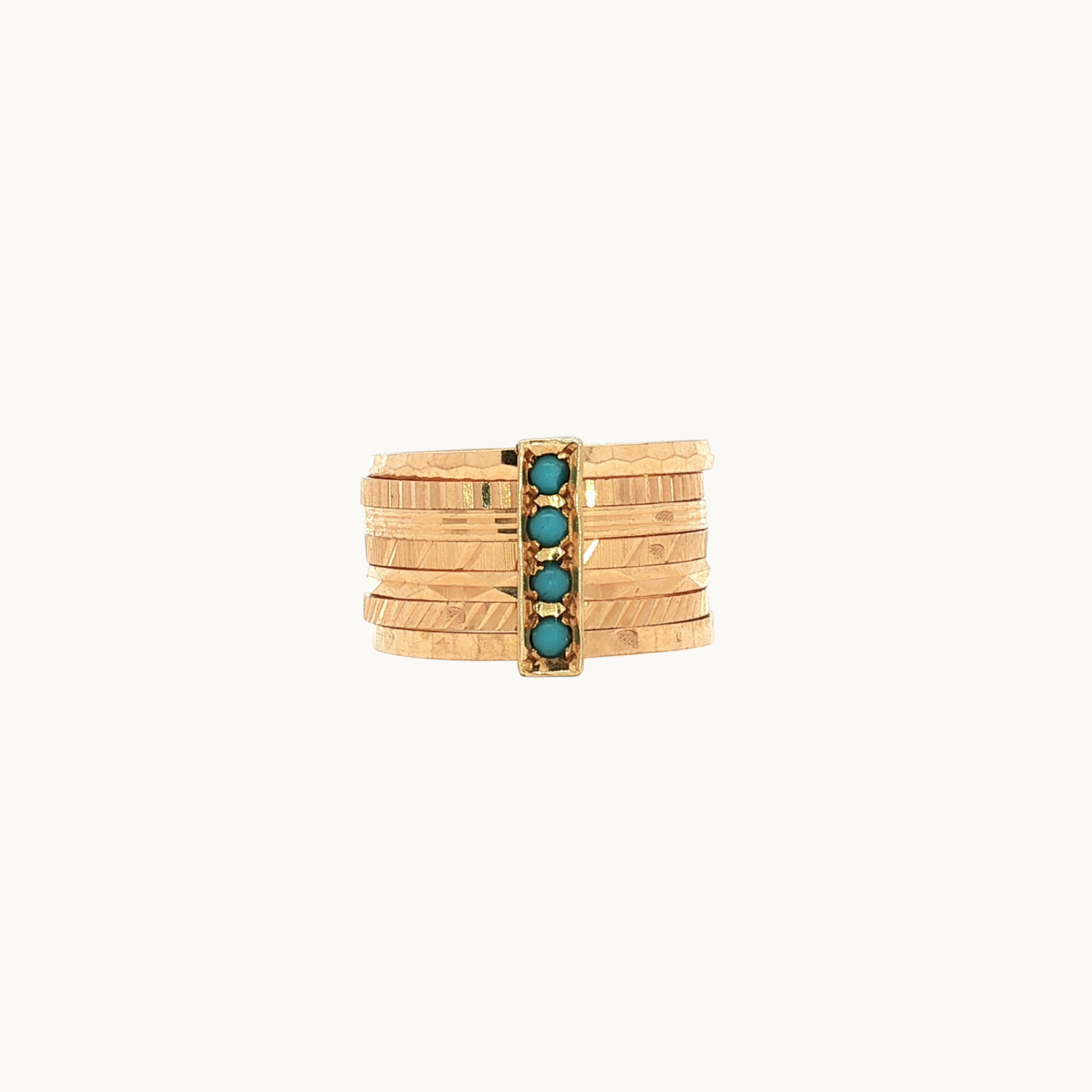 18K Yellow Gold Weekday Ring with Turquoises