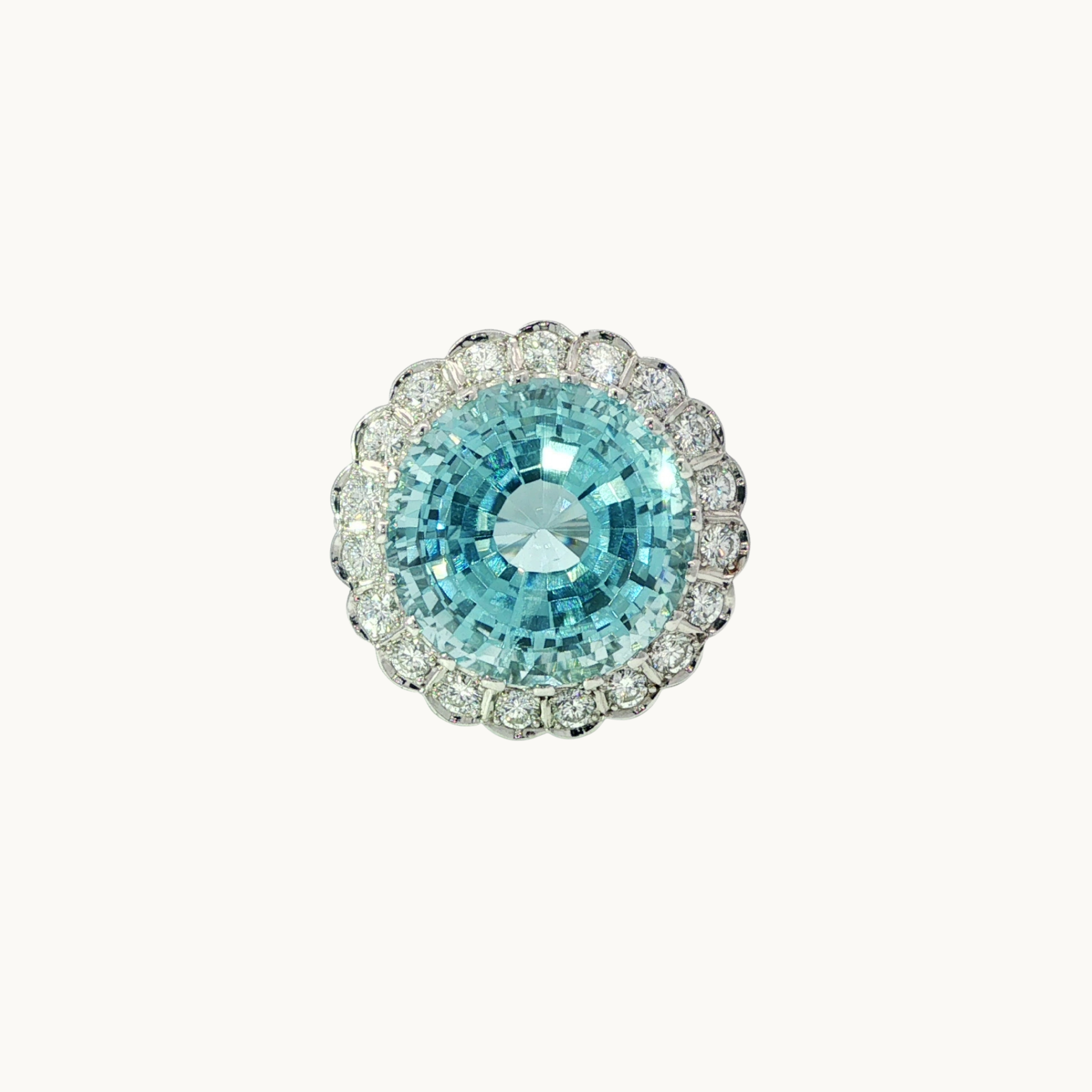 Bague Cocktail en Or Blanc 14K avec Aigue-Marine