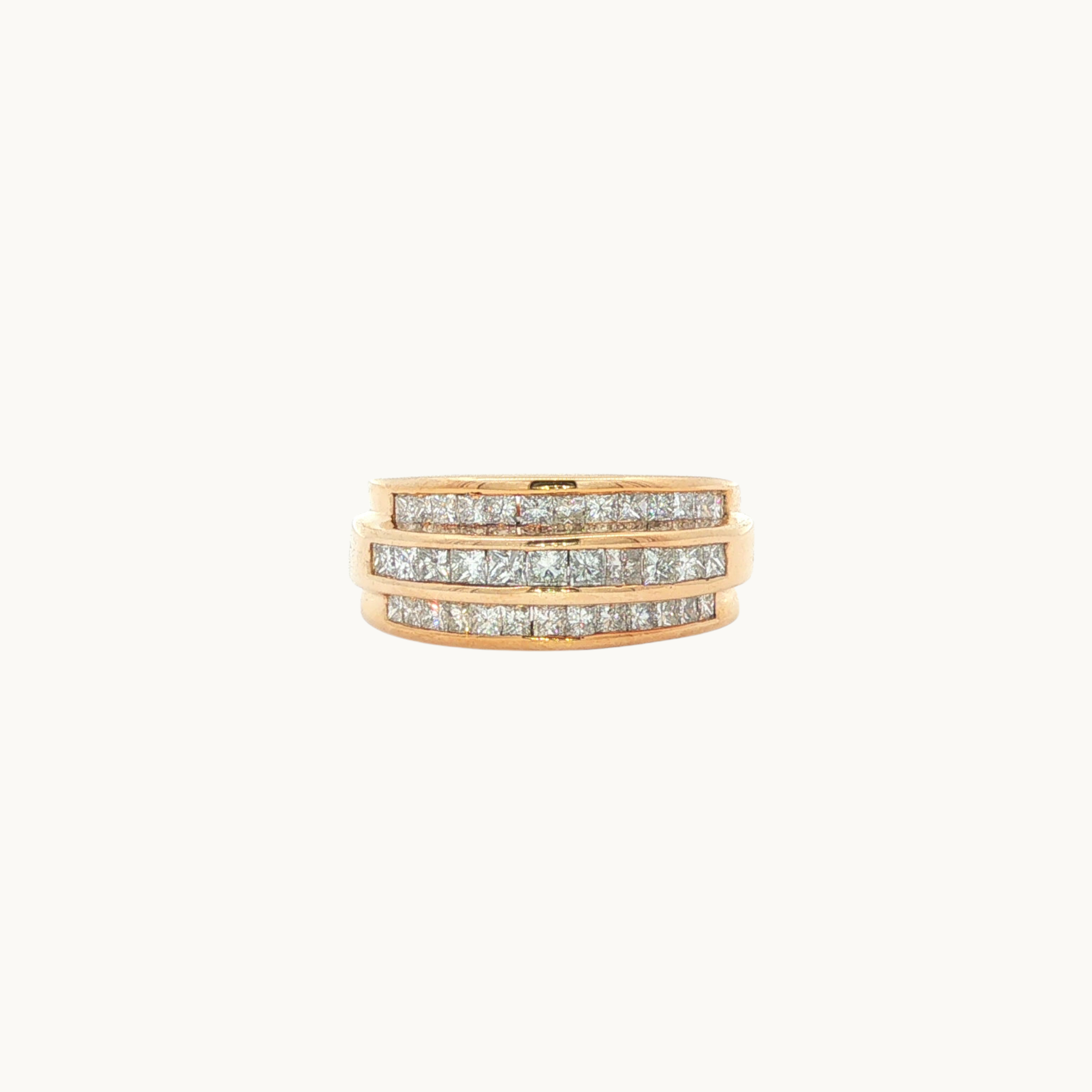 Bague en Or jaune 14K avec Diamants