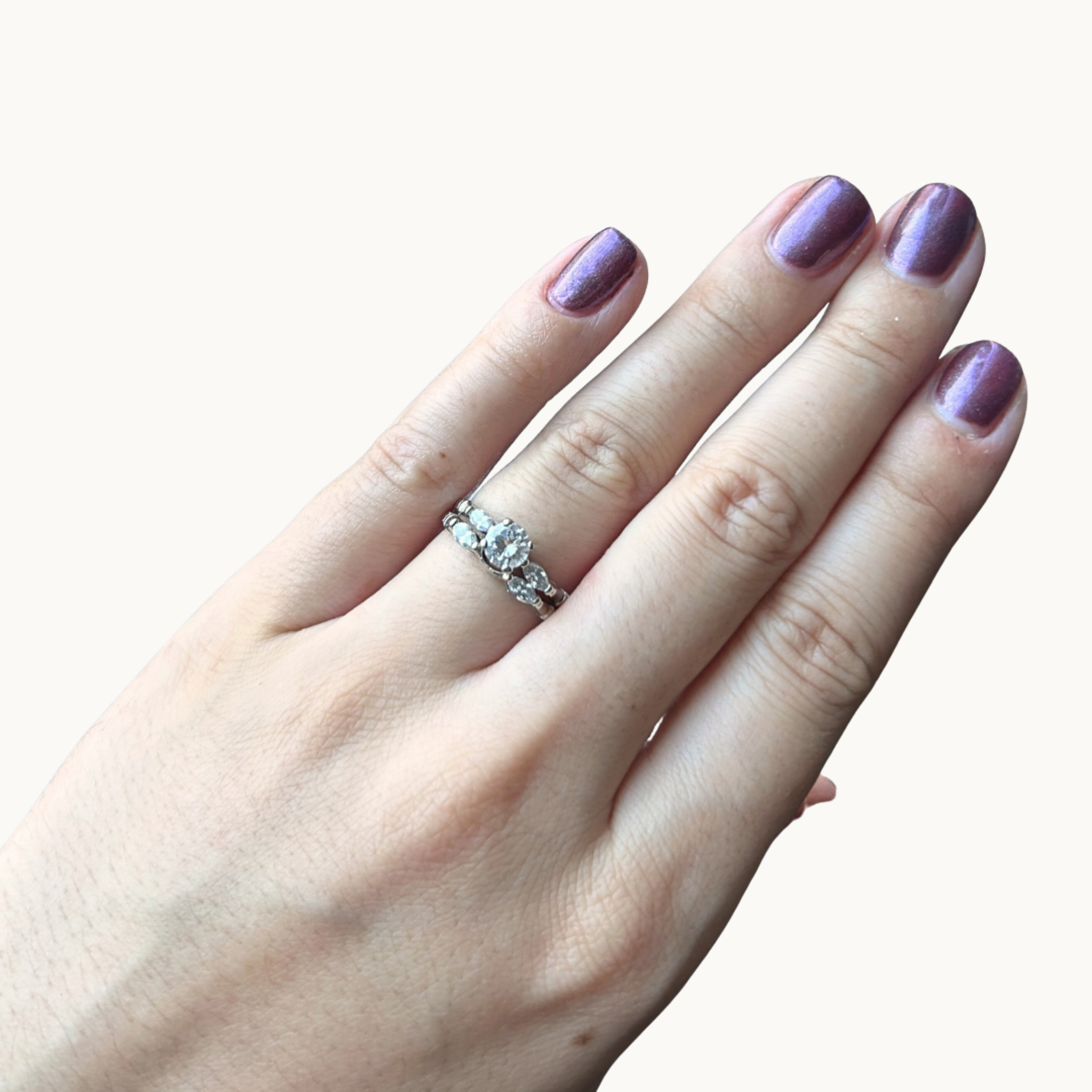 Ensemble d’alliances en Or blanc 14K avec Diamants