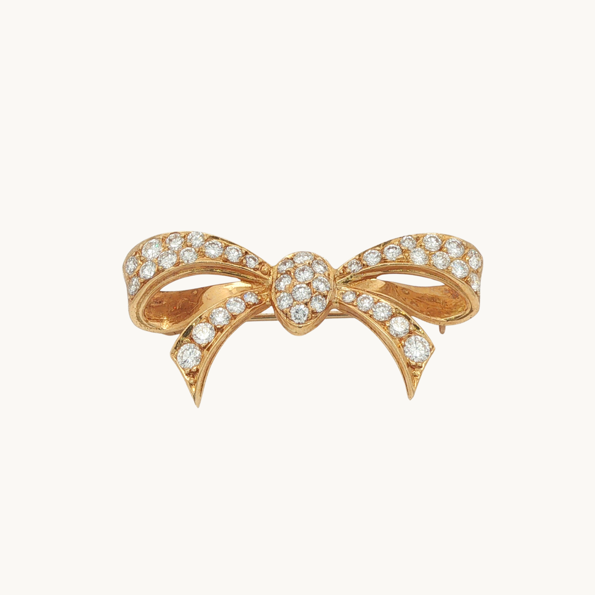 Broche Boucle en Or Jaune 18K avec Diamants