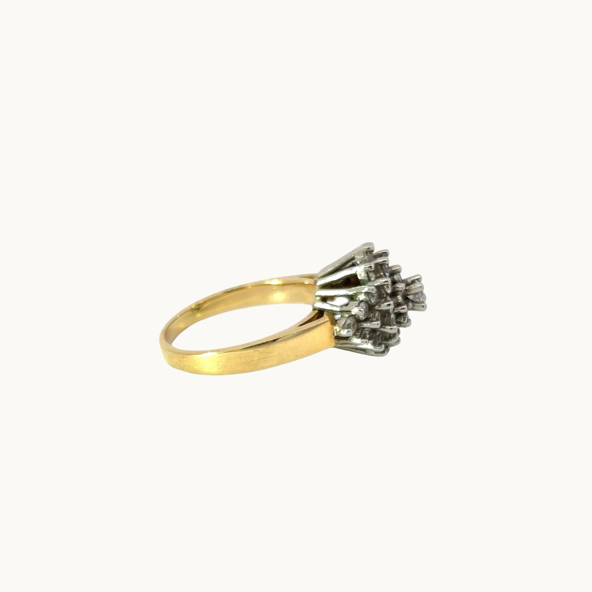18K Yellow and White Gold Ring with Diamonds