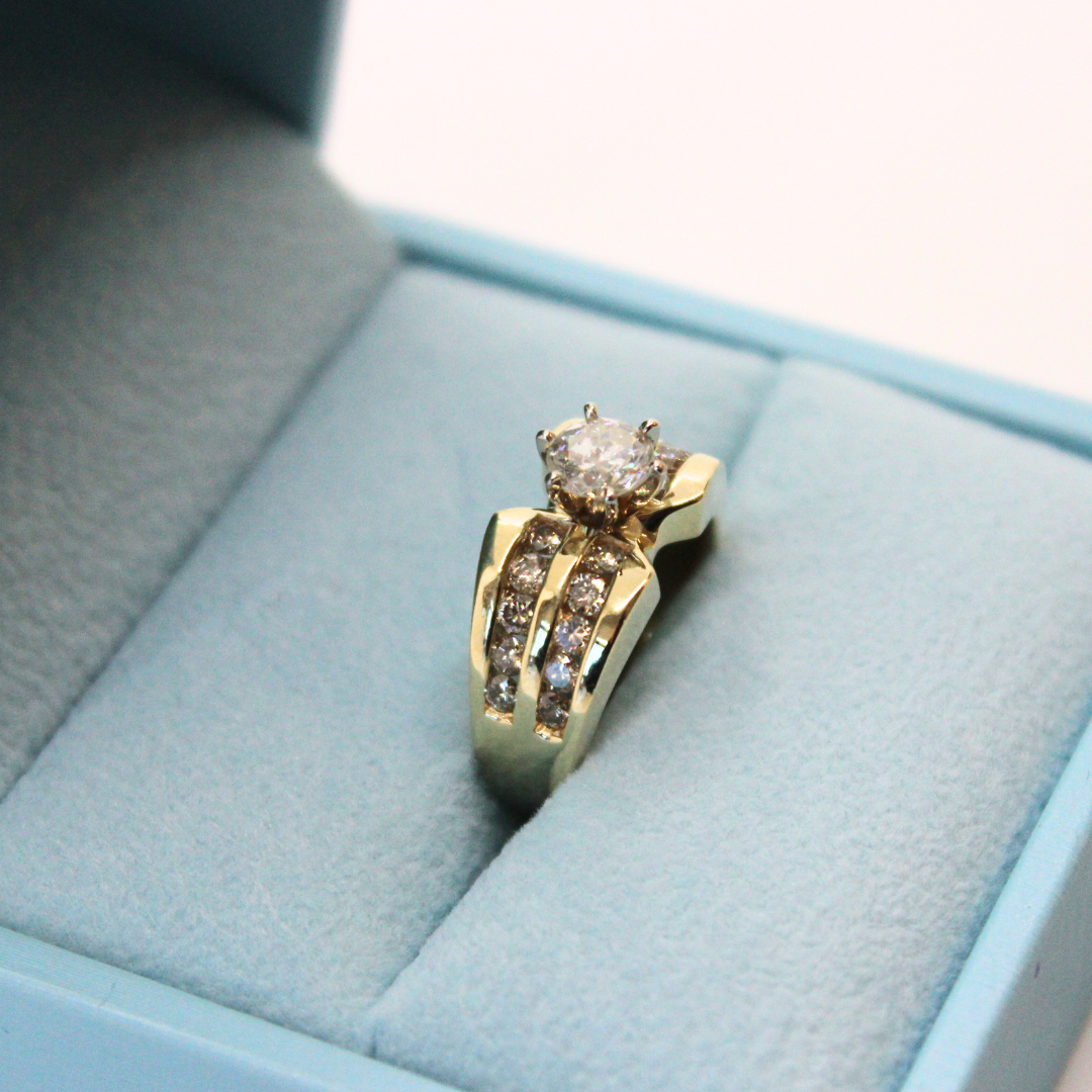 14K Yellow Gold Ring with Diamonds