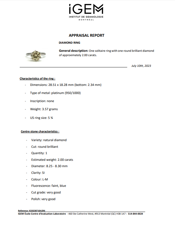 Platinum solitaire ring